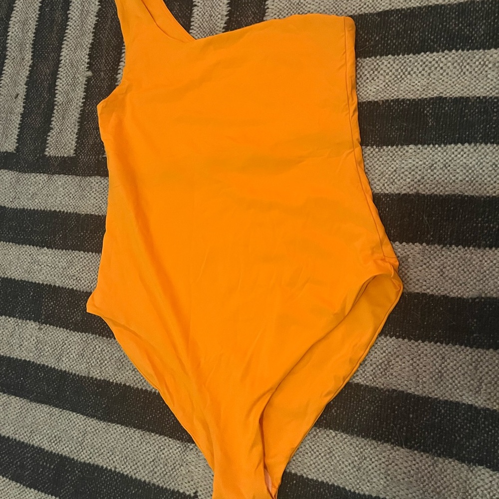 girlfriend collective Orange One-Shoulder One-Piece Swimsuit